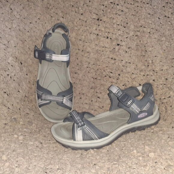 KEEN-Terradora Strap Sport Sandals-Dark Gray/Pink-Sz 8-Excellent - Picture 1 of 7